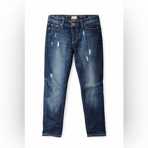 PAIGE Women's Distressed Blue Straight Jeans